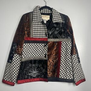 NORM THOMPSON Velvet Silk‎ Colorblock Jacket Small Multicolor Patchwork Artsy